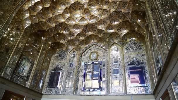Interiér Krásnou Orientální Starožitný Mešitu Íránu — Stock video