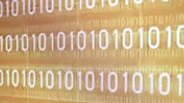Nahaufnahme Von Gelbem Binären Datencode Für Den Hintergrund — Stockvideo