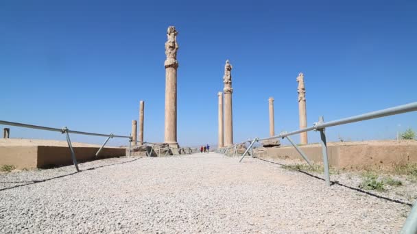 Persepolis Oude Ruïnes Historische Bestemming Monumenten Iran — Stockvideo