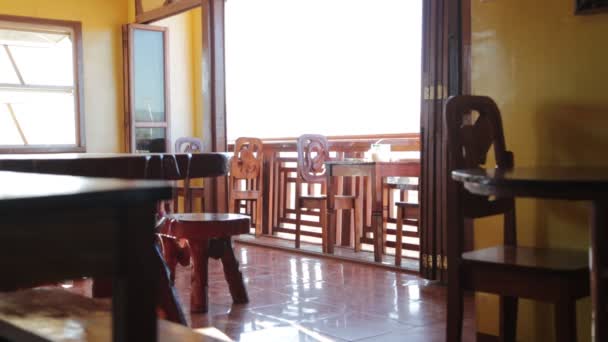 Антикварний Порожній Дерев Яний Ресторан Туристів Філіппінах — стокове відео