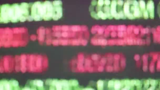 特写镜头的证券交易所电子板与各种数字 — 图库视频影像