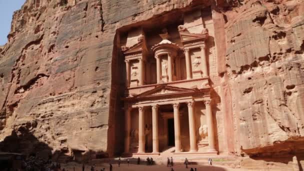 Felvétel Turisták Antik Site Petra Jordánia Kolostor — Stock videók