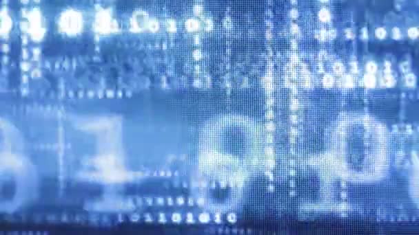 close-up footage of blue binary data code for background