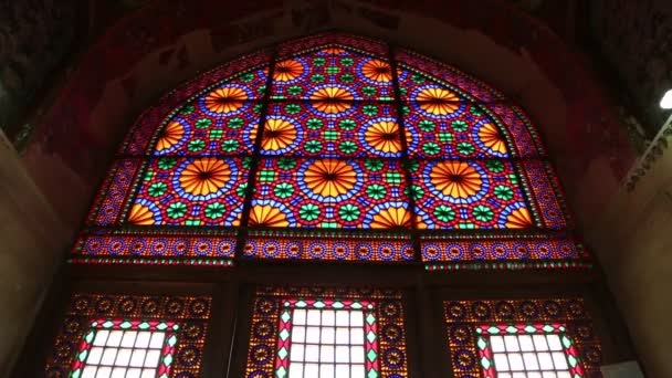 Wnętrze Kościoła Witrażami Iranie — Wideo stockowe