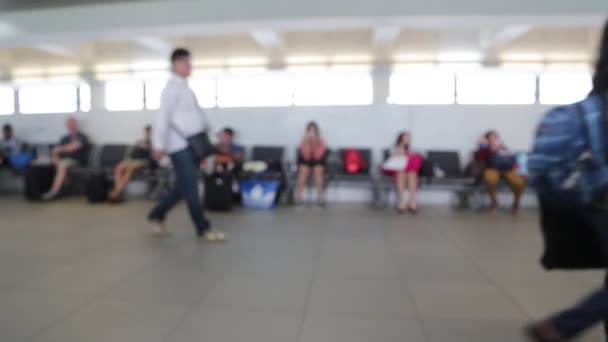 Blurred View People Waiting Walking Gate Airport — Stock Video