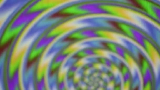绿色和紫色抽象五颜六色的彩虹螺旋背景 — 图库视频影像