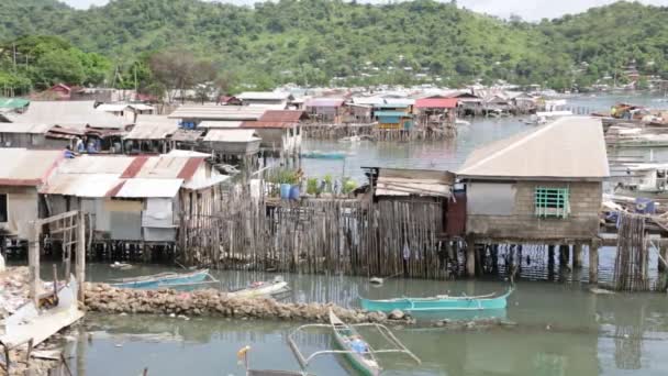 Philippines House Slum Poor People Concept Poverty Degradation — Stock Video