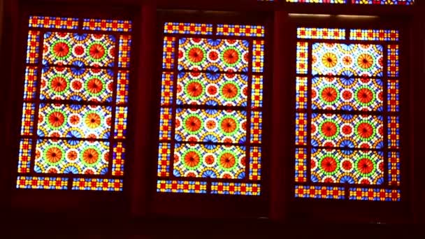 Interior Church Stained Glass Windows Iran — Stock Video