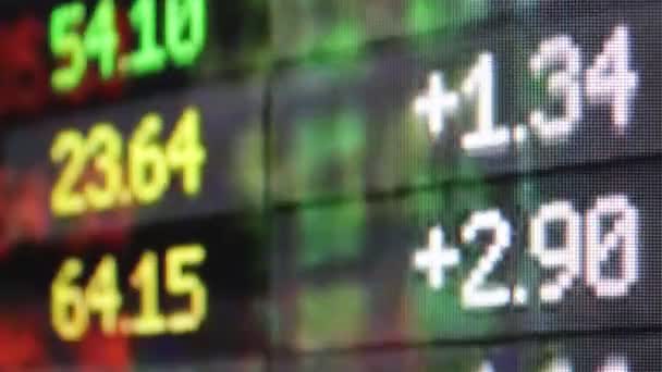Close Footage Dari Stock Exchange Electronic Board Dengan Berbagai Angka — Stok Video