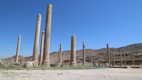Τουρίστες Στην Περσέπολη Παλιά Ερείπια Μνημεία Ιστορικά Προορισμού Στο Ιράν — Αρχείο Βίντεο