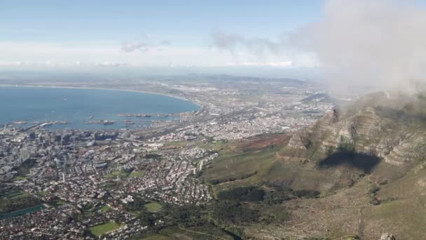 Cape Town Şehir Manzarası Masa Dağı Havadan Görüntüleri — Stok video
