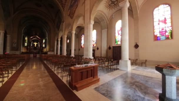 Binnenkant Van Prachtige Anicient Kerk Italië — Stockvideo
