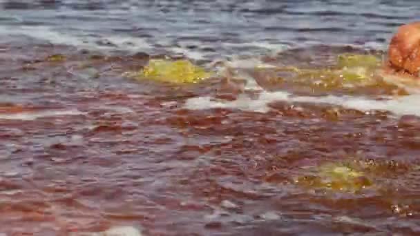 Scenic View Boiling Water Black Lake Ethiopia — Stock Video