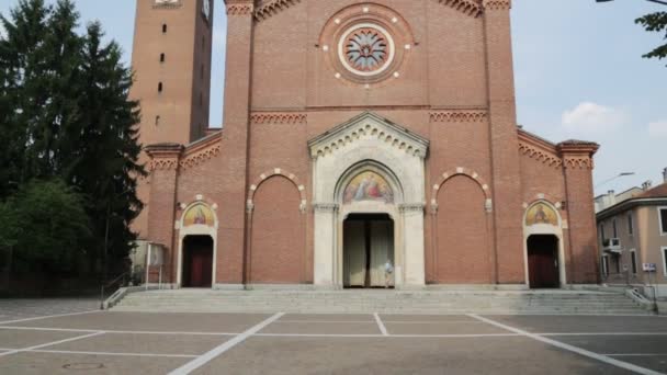 Vista Panoramica Antica Bella Chiesa Cattolica Italia — Video Stock