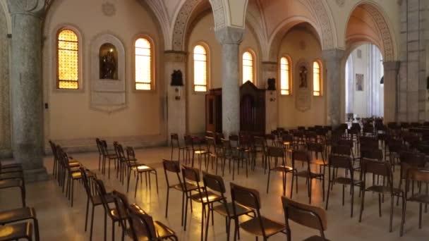 Intérieur Belle Vieille Église Catholique Italienne Historique — Video