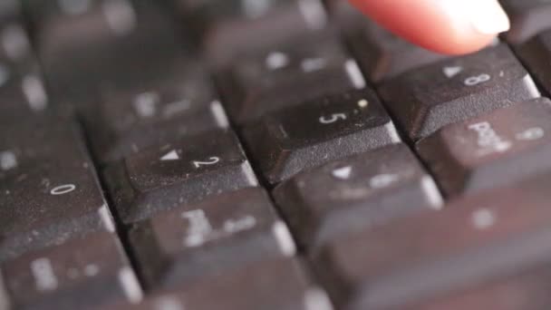 Partial View Person Typing Black Keyboard — Stock Video