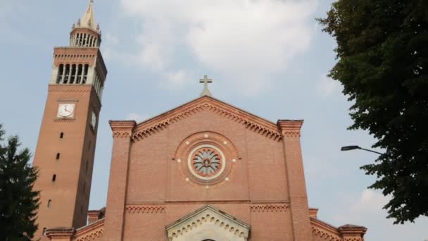 Vue Panoramique Ancienne Belle Église Catholique Italie — Video