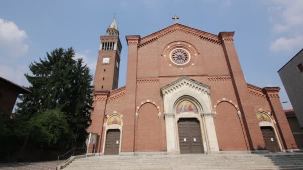 Malerische Ansicht Der Alten Schönen Katholischen Kirche Italien — Stockvideo