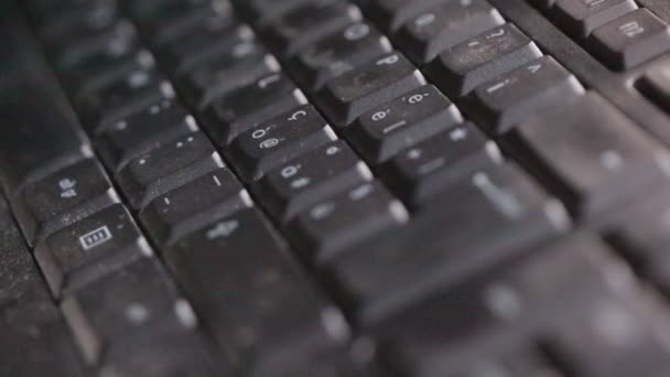 Close Vista Fundo Teclado Preto — Vídeo de Stock