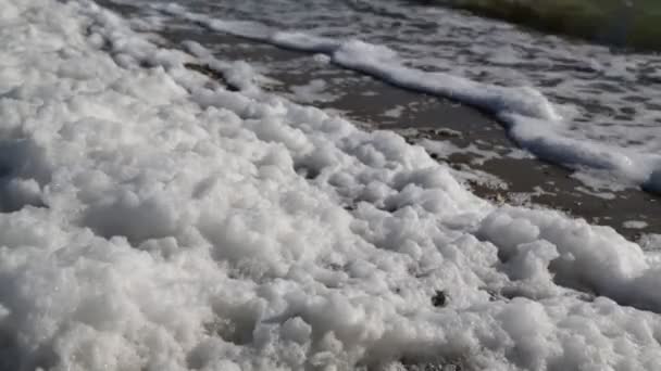 エチオピアの塩味の湖の泡のクローズ アップ表示 — ストック動画