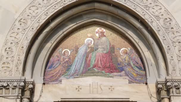 Живописный Вид Древнюю Красивую Католическую Церковь Италии — стоковое видео