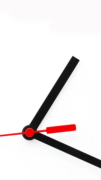 Размытие Белом Фоне Часы Красная Стрелка Концепция Траты Времени Работы — стоковое фото