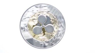 dalgalanma sikke üzerinde beyaz izole dönen üstten görünüm görüntüleri