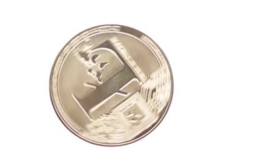 litecoin madeni para üzerinde beyaz izole iplik, üstten görünüm görüntüleri