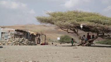 Etiyopya, Danakil-Circa Ocak 2018-tanımlanamayan çocuklar doğada oyun