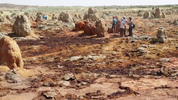 Αιθιοπία Dallol Circa Δεκεμβρίου 2017 Αγνώστων Ανθρώπους Που Περπατούν Στην — Αρχείο Βίντεο