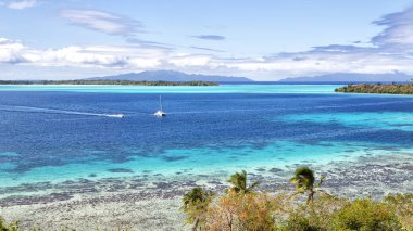 bora bora Fransız Polinezyası deniz ve yat cenneti Bay hill görünümünden
