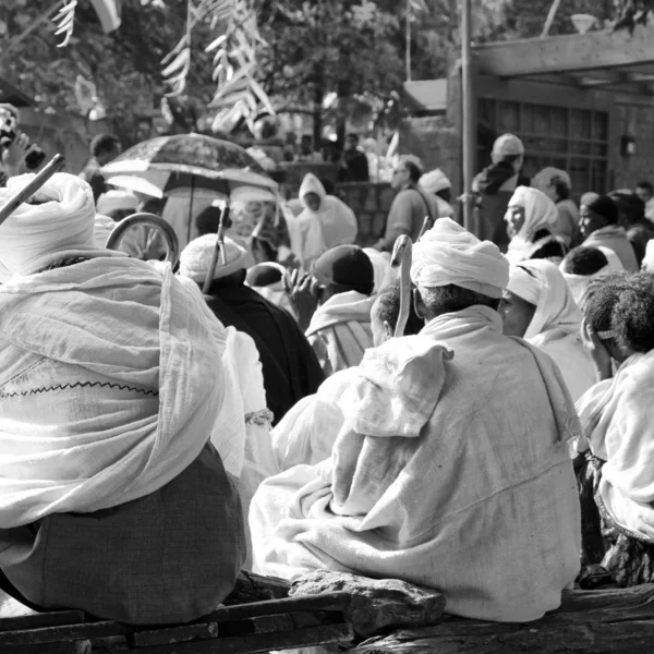 Etiyopya Lalibela Ocak 2018 Genna Celebratio Kalabalık Içinde Kimliği Belirsiz — Stok fotoğraf