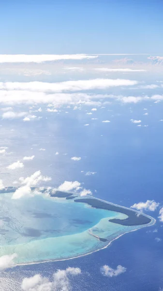 Polynesien Moorea Vyn Revet Från Flygplan Molnet Och Havet — Stockfoto