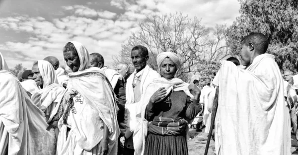 Etiopía Lalibela Circa Enero 2018 Personas Identificadas Multitud Del Genna — Foto de Stock