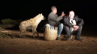 kimliği belirsiz turist gece çölde sırtlan besleme