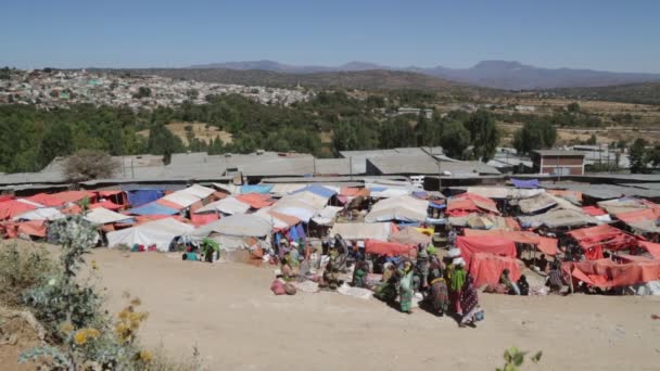 Vista Panorámica Personas Identificadas Viejo Mercado Durante Día — Vídeos de Stock