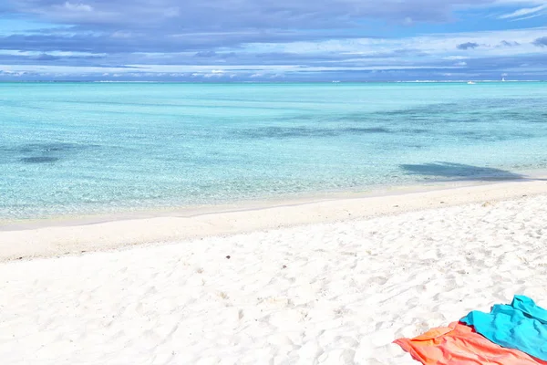 Polinesya Bora Bora Tenger Strand Törölközők Mint Koncepció Kikapcsolódásra Paradicsom — Stock Fotó