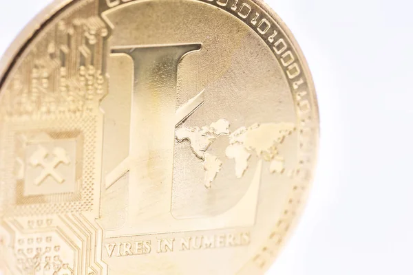 White Background Copy Space Coin Litecoin Concept Future Investmen — Stock Photo, Image