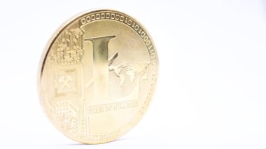 Beyaz arka plan ve kopya kavramı gelecek ve CEOlarla gibi litecoin'ın uzay