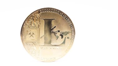 Beyaz arka plan ve kopya kavramı gelecek ve CEOlarla gibi litecoin'ın uzay