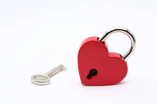 White Background Copy Space Love Padlock Concept Symbol Romanti — Stock Photo, Image