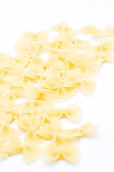 Weißen Hintergrund Und Kopieren Raum Die Rohe Pasta Konzept Der — Stockfoto