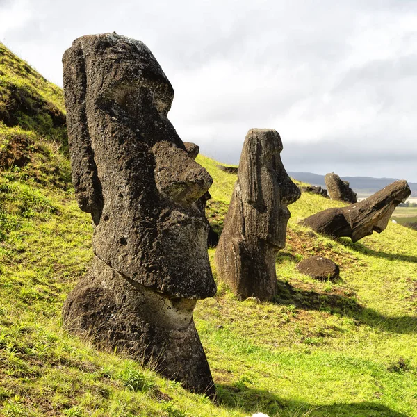 Chile Rapa Nui Antica Misteriosa Statua Muai Simbolo Antica Cultura — Foto Stock