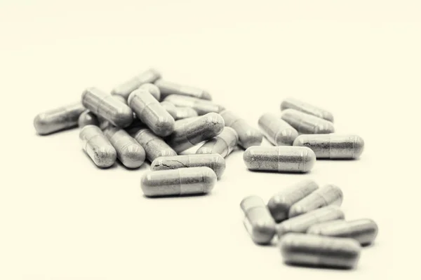 Fundo Branco Espaço Cópia Pílulas Medicina Como Conceito Healt Lif — Fotografia de Stock