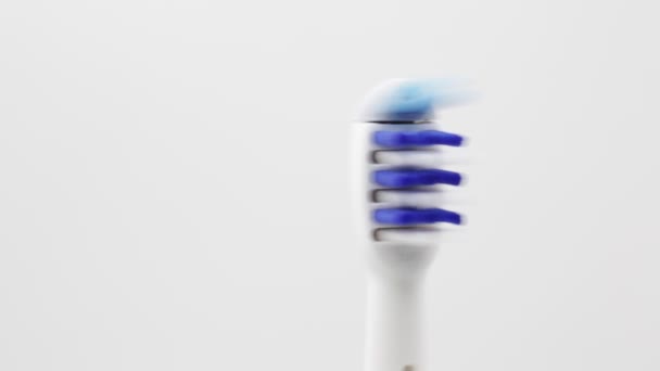Snelle Rotatie Van Elektrische Tandenborstel Concept Van Reiniging Gezondheid — Stockvideo