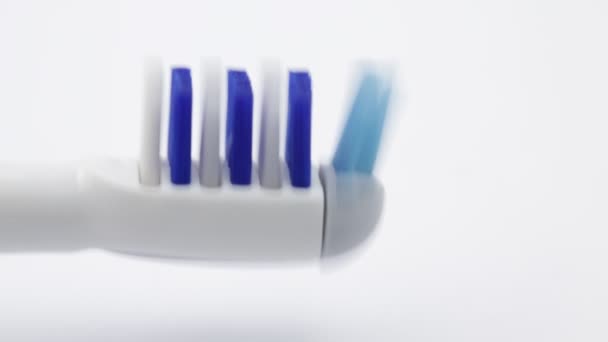 Fast Rotation Electric Toothbrush Concept Cleaning Health — Stock Video