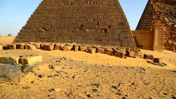 Afrika Szudán Meroé Antik Piramisok Fekete Fáraók Közepén Sivatagba — Stock Fotó