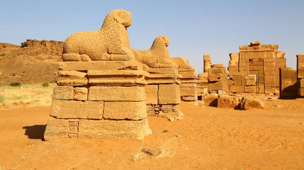 Afrika Szudán Naqa Antik Temploma Sivatag Közepén Fekete Fáraó — Stock Fotó