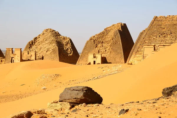 Africa Sudan Meroe Antique Pyramids Black Pharaohs Middle Deser — Stock Photo, Image