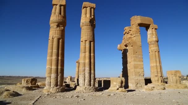 Antiguo Templo Faraones Negros Medio Del Desierto Berenice África — Vídeo de stock